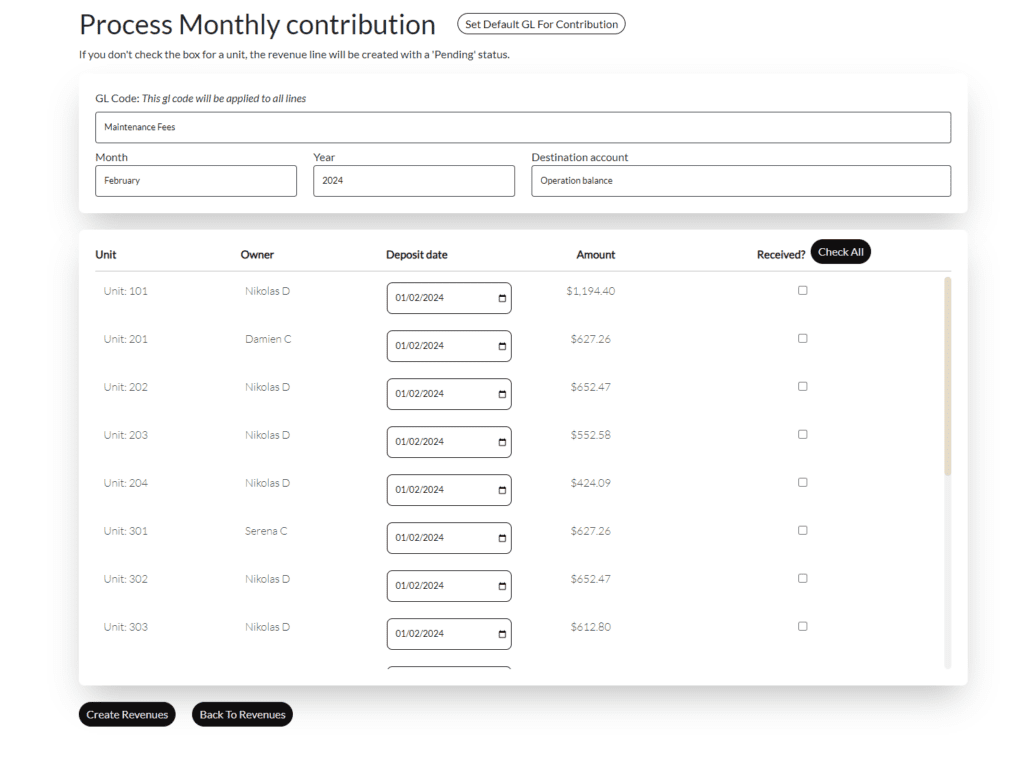 Process monthly contribution in the app
